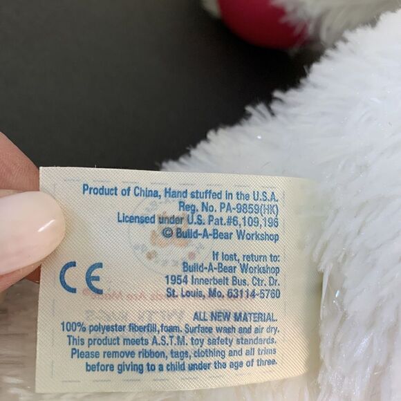 Build A Bear SASSY Cat White Pink Heart 17” Plush Kitty Cat - Picture 6 of 7